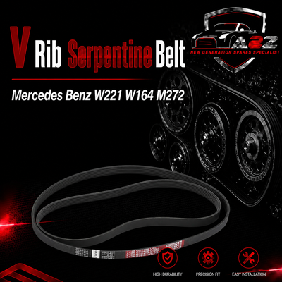 V-ribbed Serpentine Belt 0019931896 Compatible With Mercedes Benz W221 W164 M272