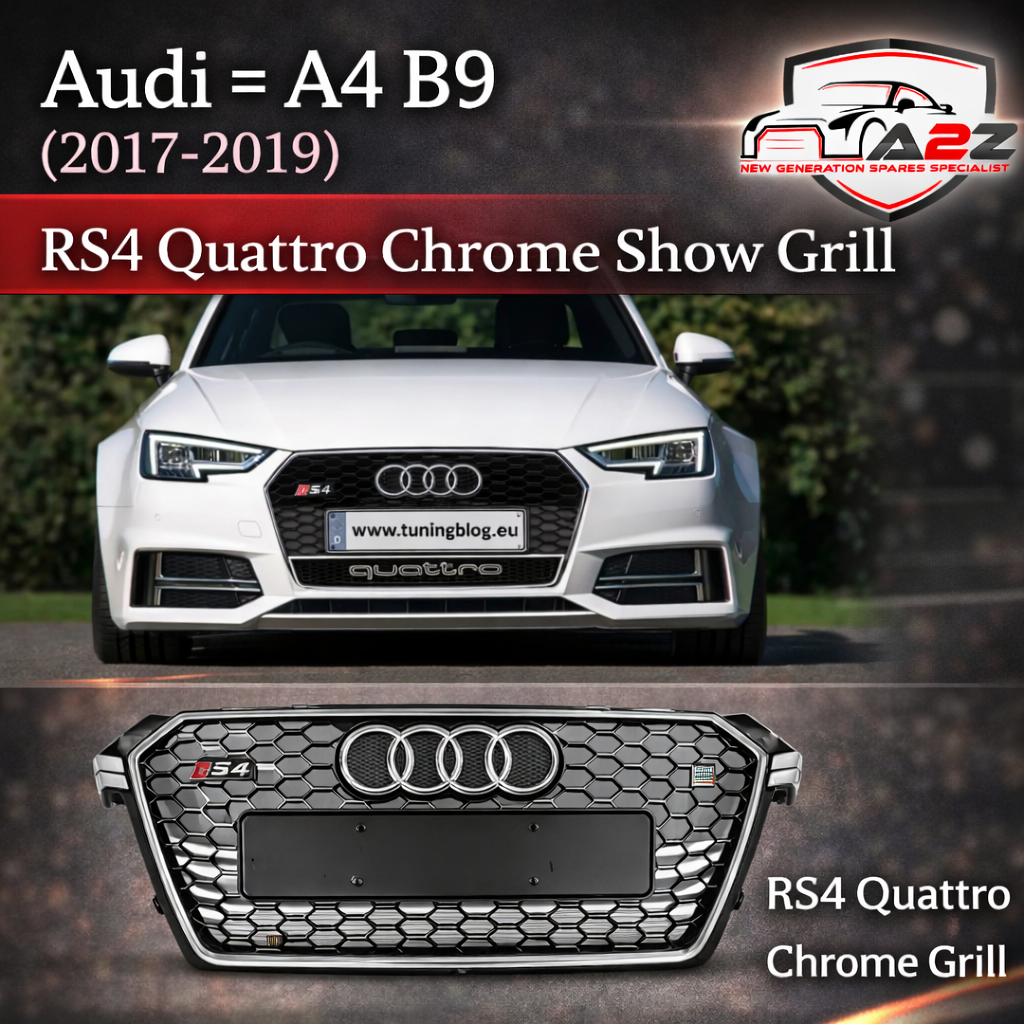 Show Grill Compatible With   Audi A4 B9(2017-19) RS4 Quattro Chrome Tag 26