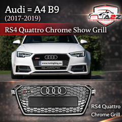 Show Grill Compatible With   Audi A4 B9(2017-19) RS4 Quattro Chrome Tag 26