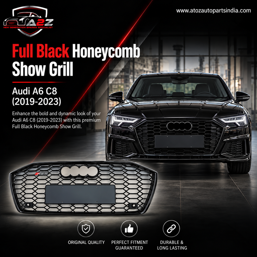 RS6 Full Black Honeycomb Show Grill Compatible With  Audi A6 C8(2019-23) Tag No.74