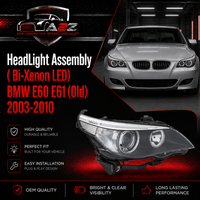 Complete Headlight Assembly ( Bi-Xenon LED) Left 63127160193 & Right 63127160194 Compatible With BMW E60 E61 (Old) 2003-2010