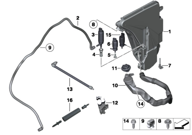 Wiper Washer Pump Motor 67637217792 Compatible With BMW 1 Series (F20) &  3 Series F30 & 5 Series  (F10) & 5 Series (G30, F90) & 6 Gran Turismo (G32) & X1 (F48) & X5 E70 & X3 F25