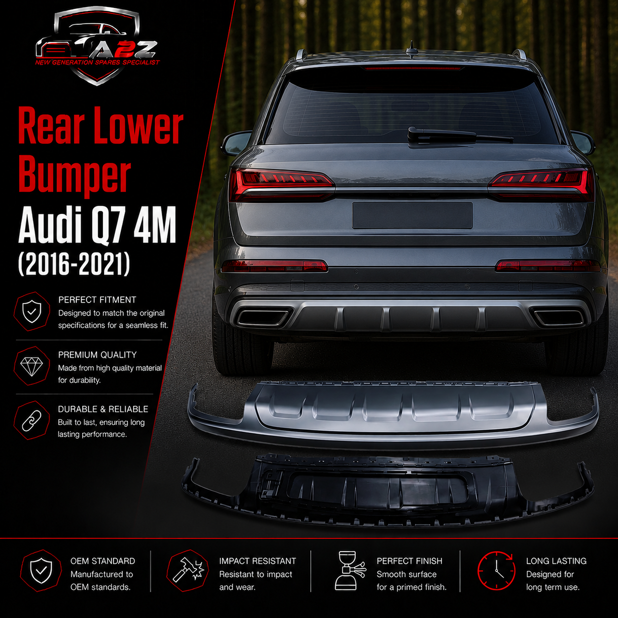 Rear Lower Bumper 4M0807434E 4M0807434EKA8 Compatible With Audi Q7 4M (2016-2021) Tag No.215