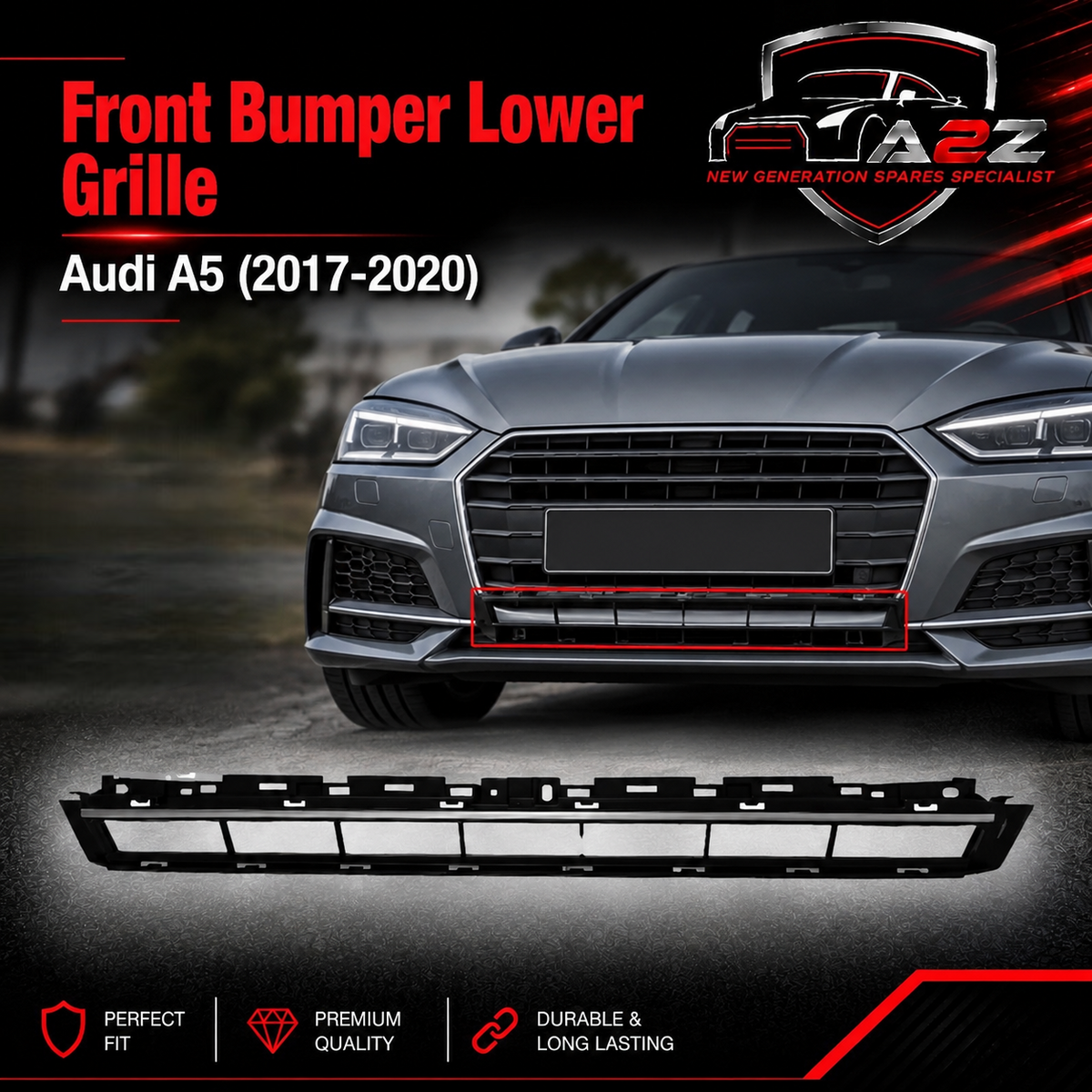 Front Bumper Lower Grille 8W6807683A 8W0807683A Compatible With Audi A5 (2017-20) Tag NO.196