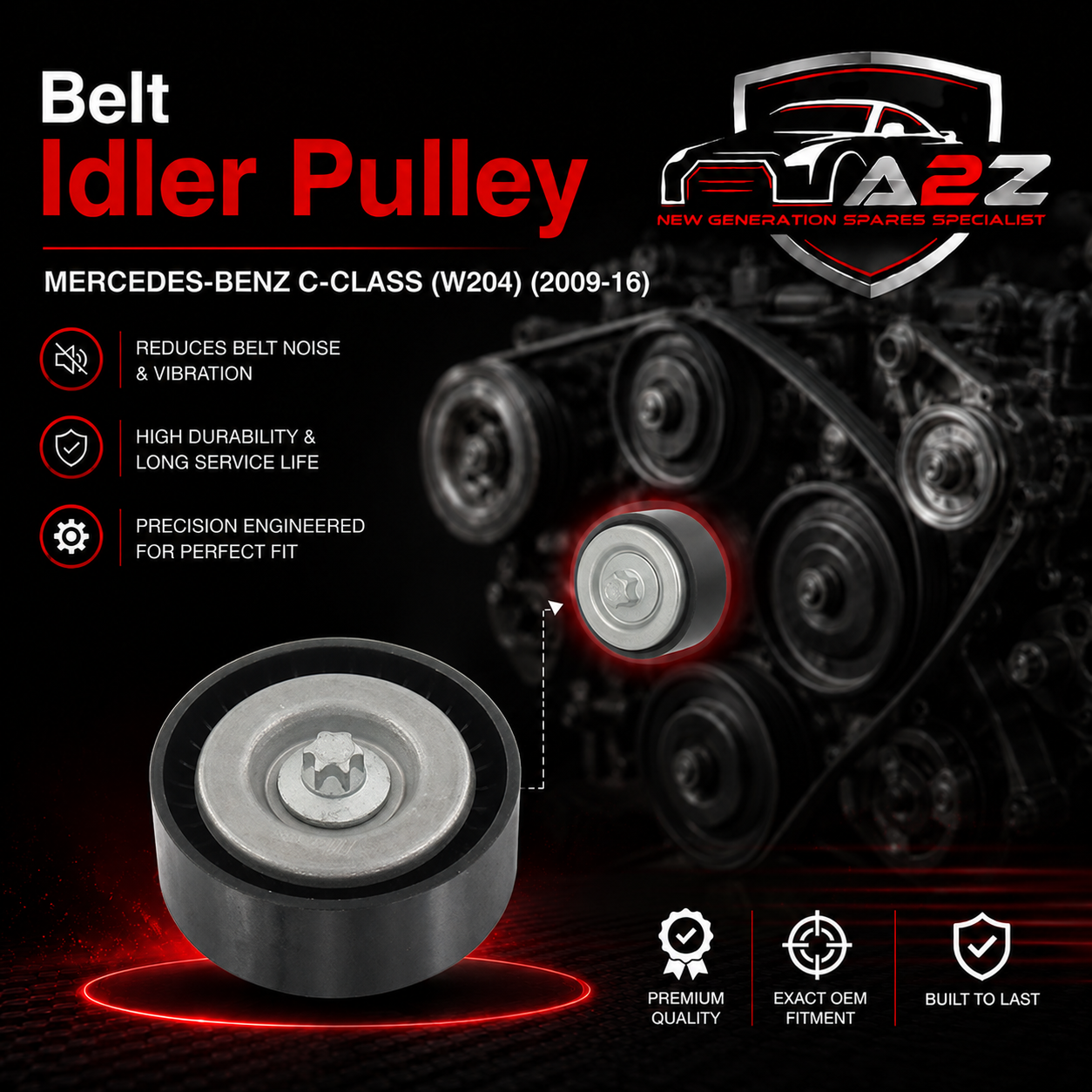 Belt Idler Pulley A0002021719 0002021619 0002021719 Compatible with MERCEDES-BENZ C-CLASS (W204) & E-CLASS (W212) Tag no : 4