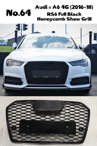 RS6 Full Black Honeycomb Show Grill Compatible With Audi A6 C7 Facelift(2016-18) Tag No.64