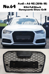 RS6 Full Black Honeycomb Show Grill Compatible With Audi A6 C7 Facelift(2016-18) Tag No.64