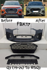 Front Bumper Bumper Kit FBK17 Compatible With Audi Q3 (2019-24) Upgrade Into RSQ3