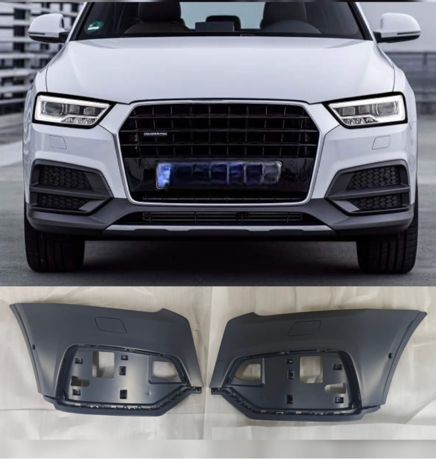 Front Upper Bumper Set (With Hole) Right 8U0807066KGRU & Left 8U0807065PGRU Compatible With Audi Q3 (2016-18) Tag No.73A