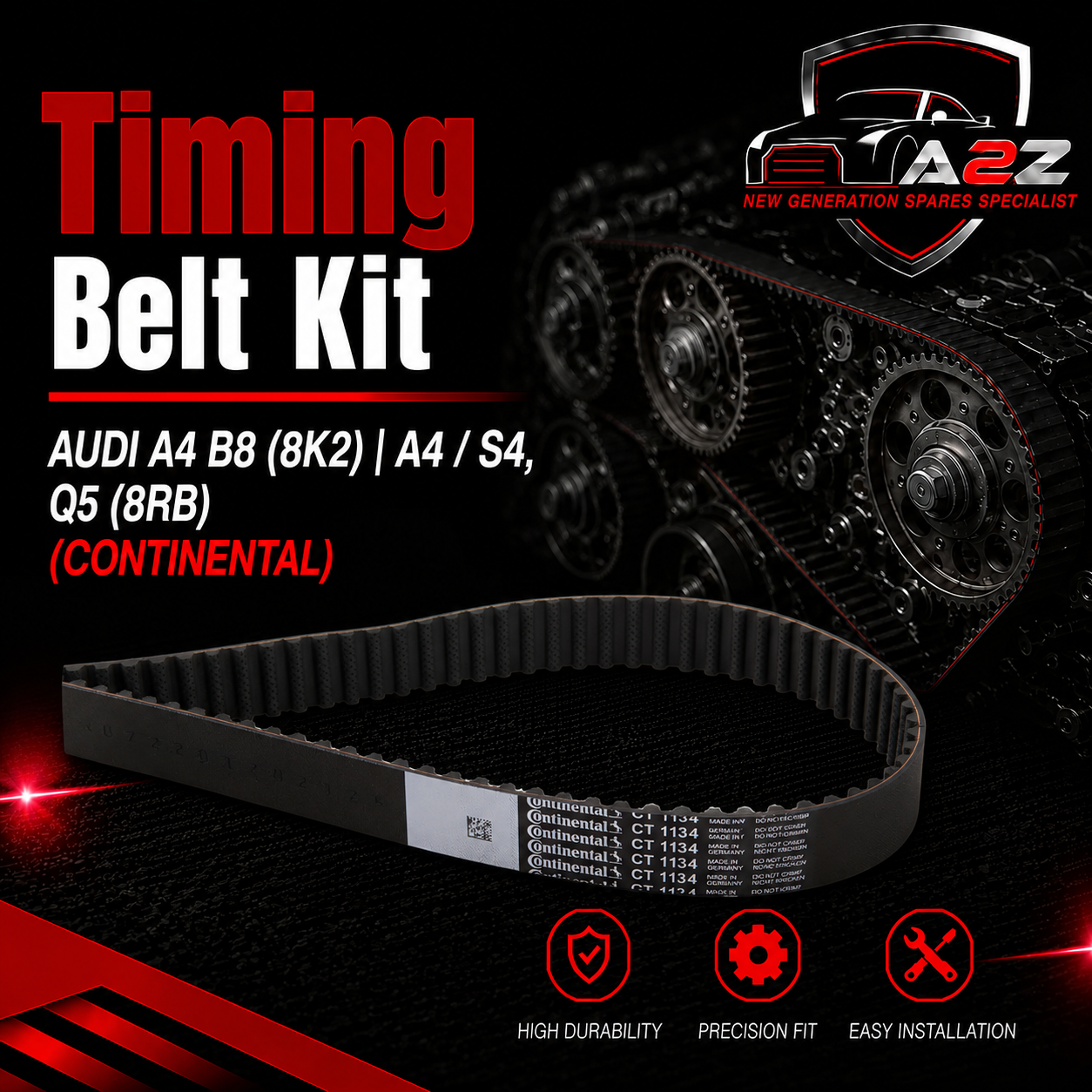 Timing Belt Kit CT1134K1 03L198119 Compatible With AUDI A4 B8 (8K2) | A4 / S4, Q5 (8RB) (CONTINENTAL)