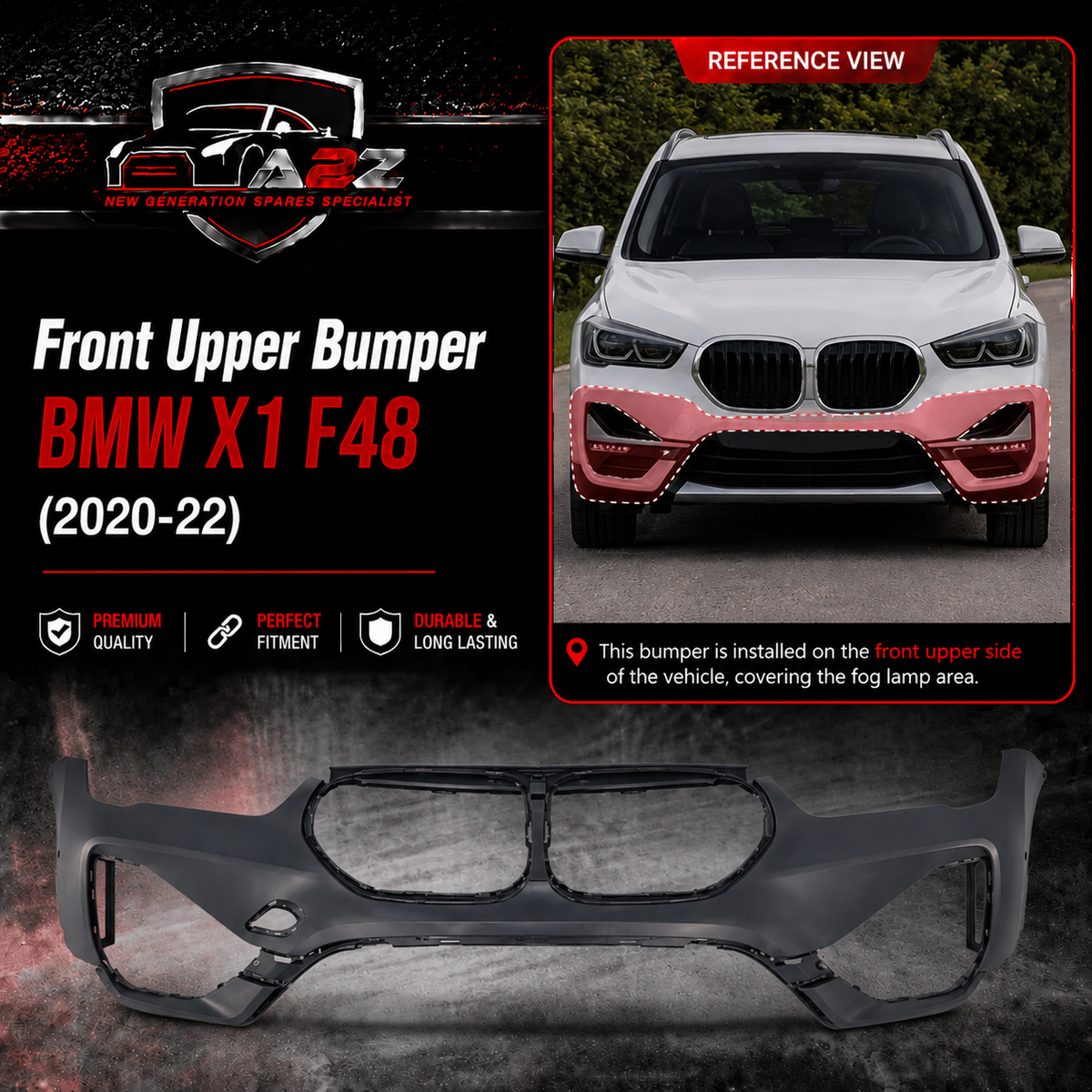 Front Upper Bumper 51119451691 Compatible With  BMW X1 F48 (2020-22) Tag No.455