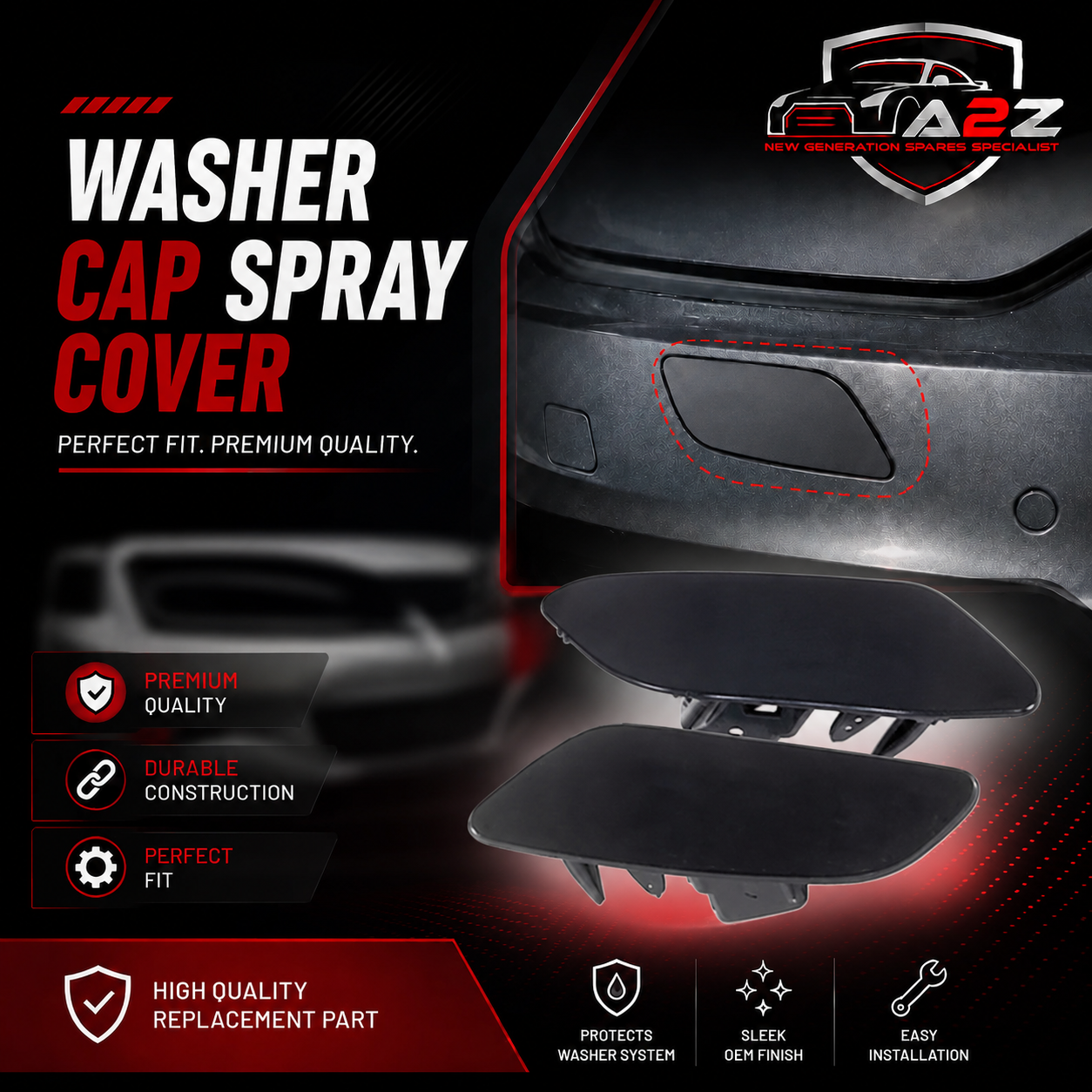 Washer Cover Cap Left 971807753G2X Right 971807754G2X Compatible With PORSCHE PANAMERA (2017-2020)