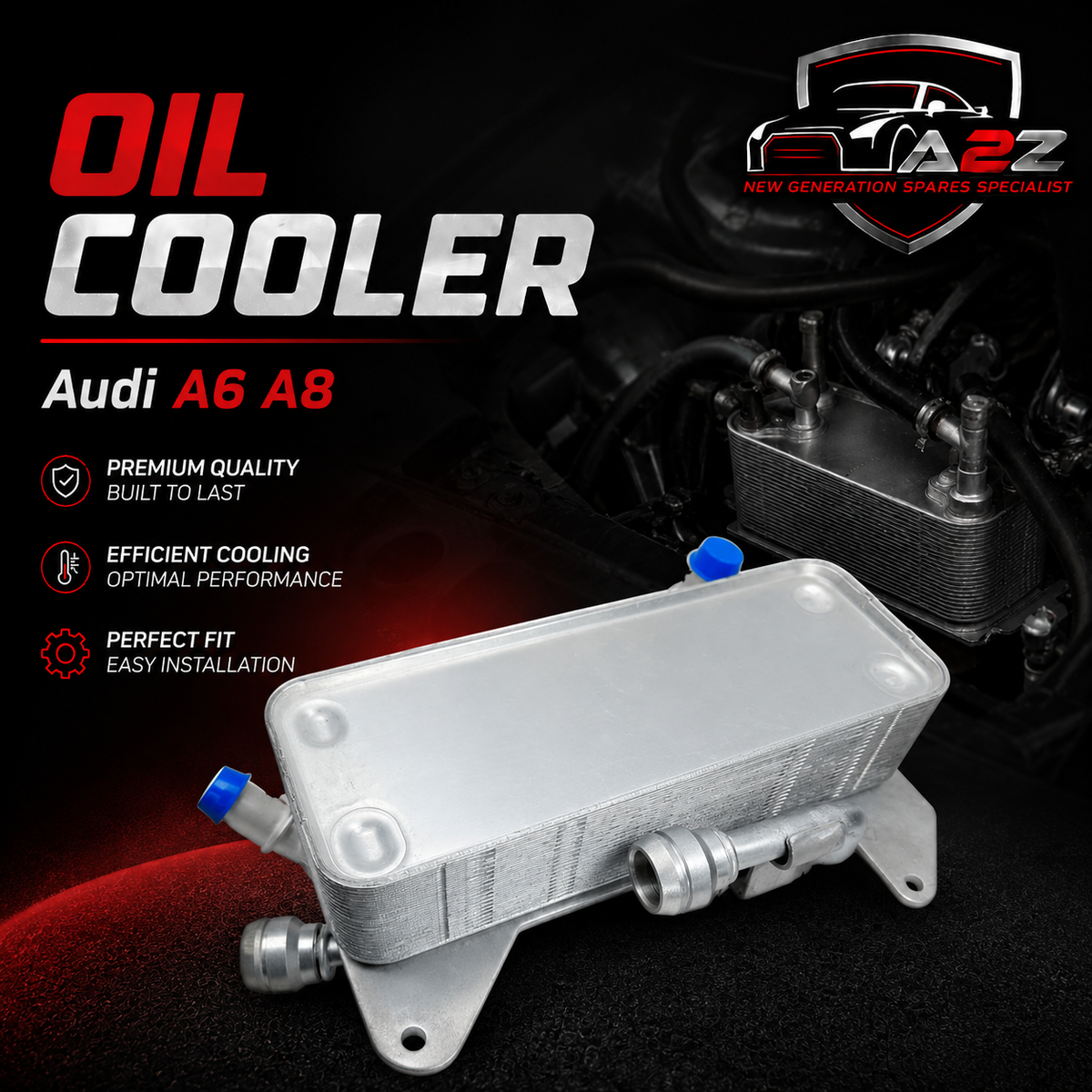 Oil Cooler 4H0317021H 4H0317021R For Audi A6  A8 Tag-O-50