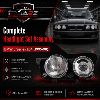 Complete Headlight Assembly Left 32121391597 & Right 32121391598 Compatible With BMW 5 Series E34 (1995-98)