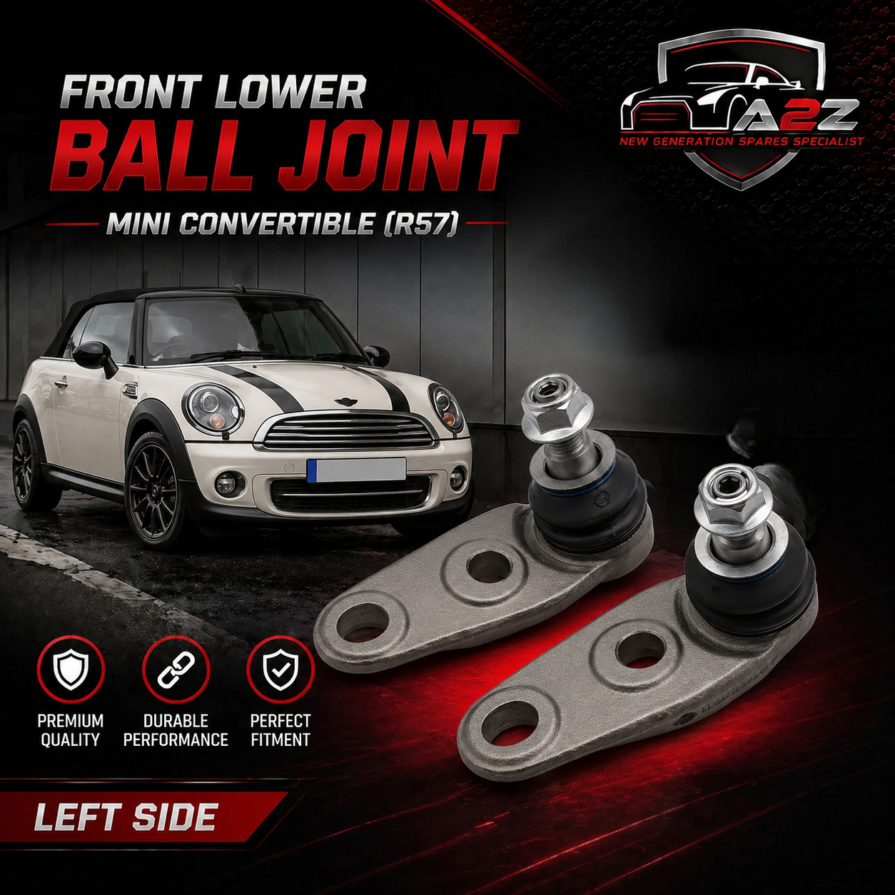 RigFront Lower Ball Joint ht 31126772304 & Left 31126772303 Set Compatible With MINI (R56) & MINI CLUBMAN (R55) & MINI CLUBVAN (R55)  & MINI Convertible (R57)