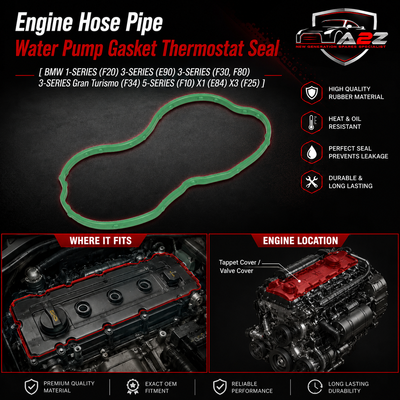 Engine Hose Pipe Water Pump Gasket Thermostat Seal Packing 474.310 11518516207 Compatible With BMW 1-SERIES (F20) 3-SERIES (E90) 3-SERIES (F30, F80) 3-SERIES Gran Turismo (F34) 5-SERIES (F10) X1 (E84) X3 (F25)
