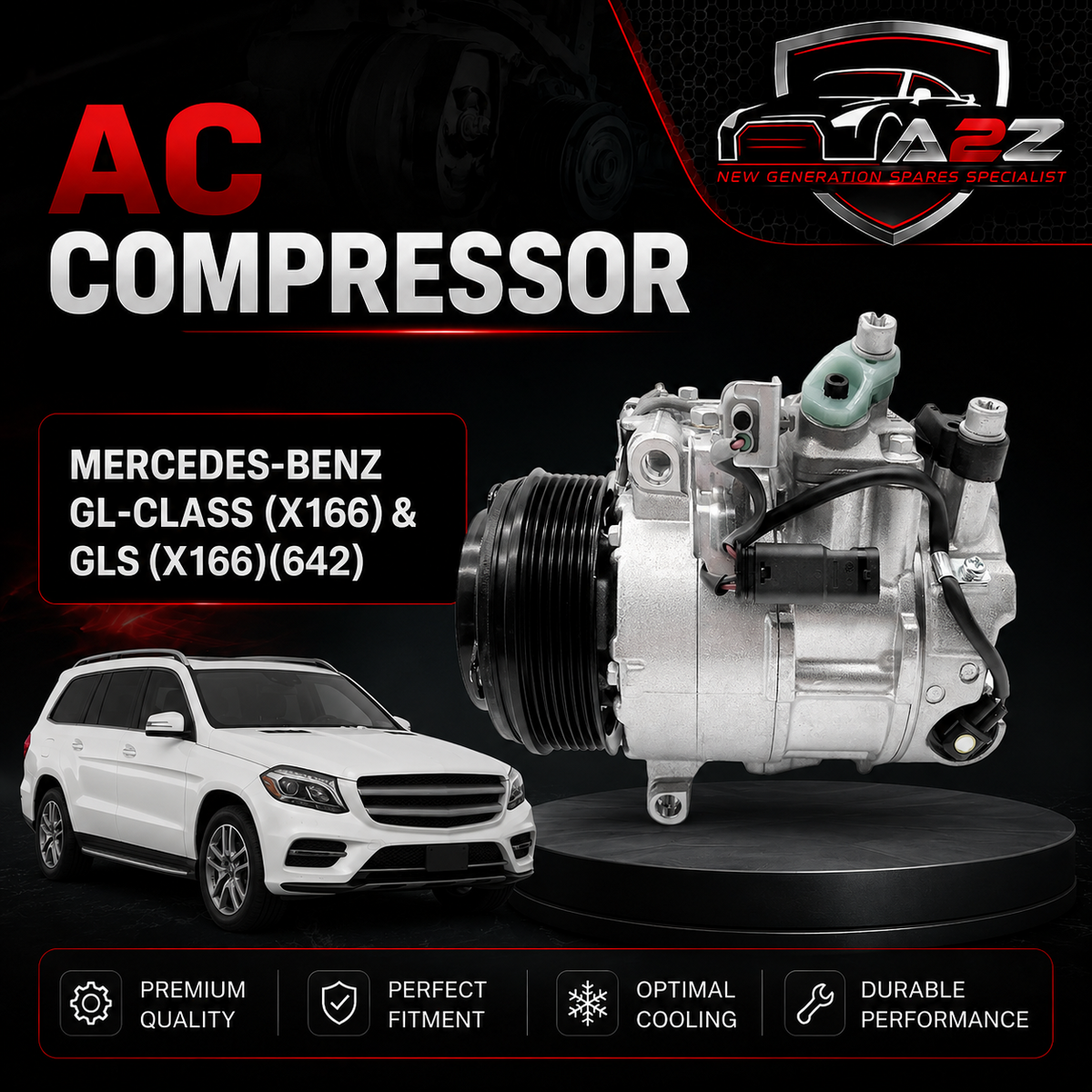 AC Compressor A0008300201 0008300201  Compatible with MERCEDES-BENZ GL-CLASS (X166) & GLS (X166)(642)