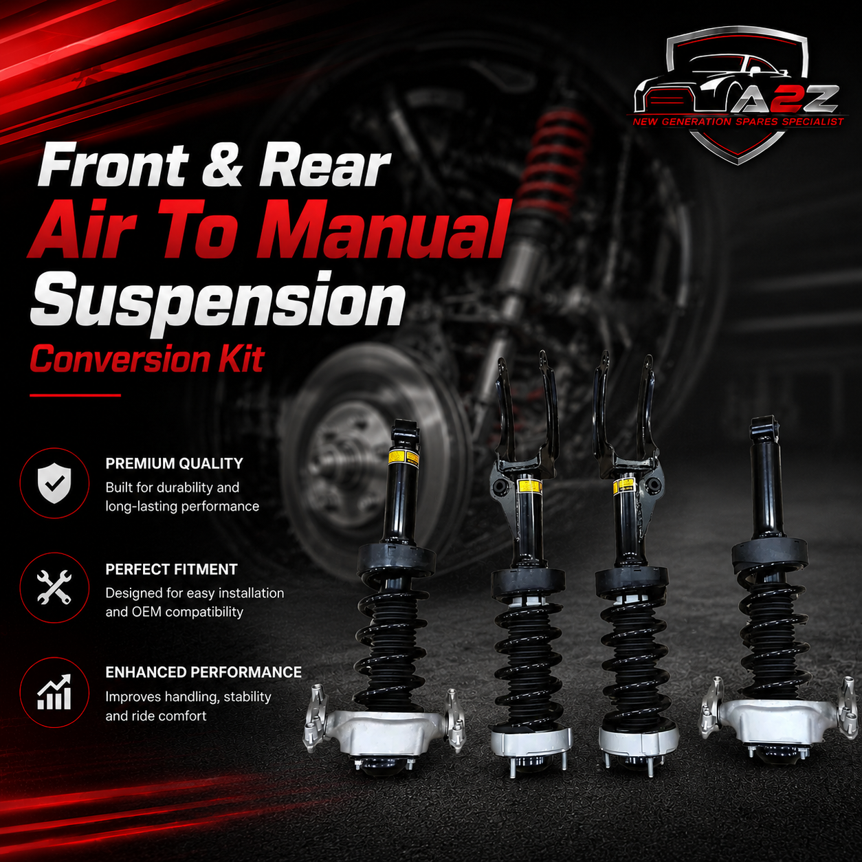 Front & Rear Air To Manual Suspension Conversion Kit (Set Of 4) Compatible With Audi Q7 7P (2011-2015)