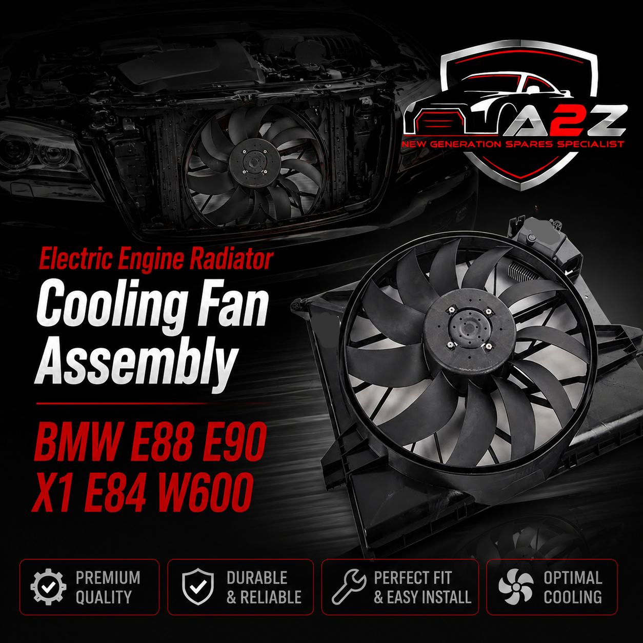Electric Engine Radiator Cooling Fan Assembly 17427545366 Compatible With BMW E88 E90 X1 E84 W600