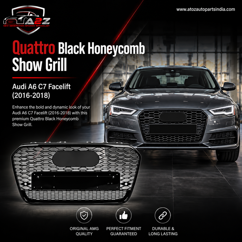 RS6 Quattro Black Honeycomb Show Grill Compatible With Audi A6 C7 Facelift (2016-18) Tag No.65