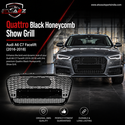 RS6 Quattro Black Honeycomb Show Grill Compatible With Audi A6 C7 Facelift (2016-18) Tag No.65