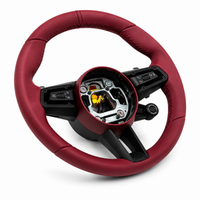 Burgundy Smooth Leather Steering Wheel Compatible With Porsche All Models