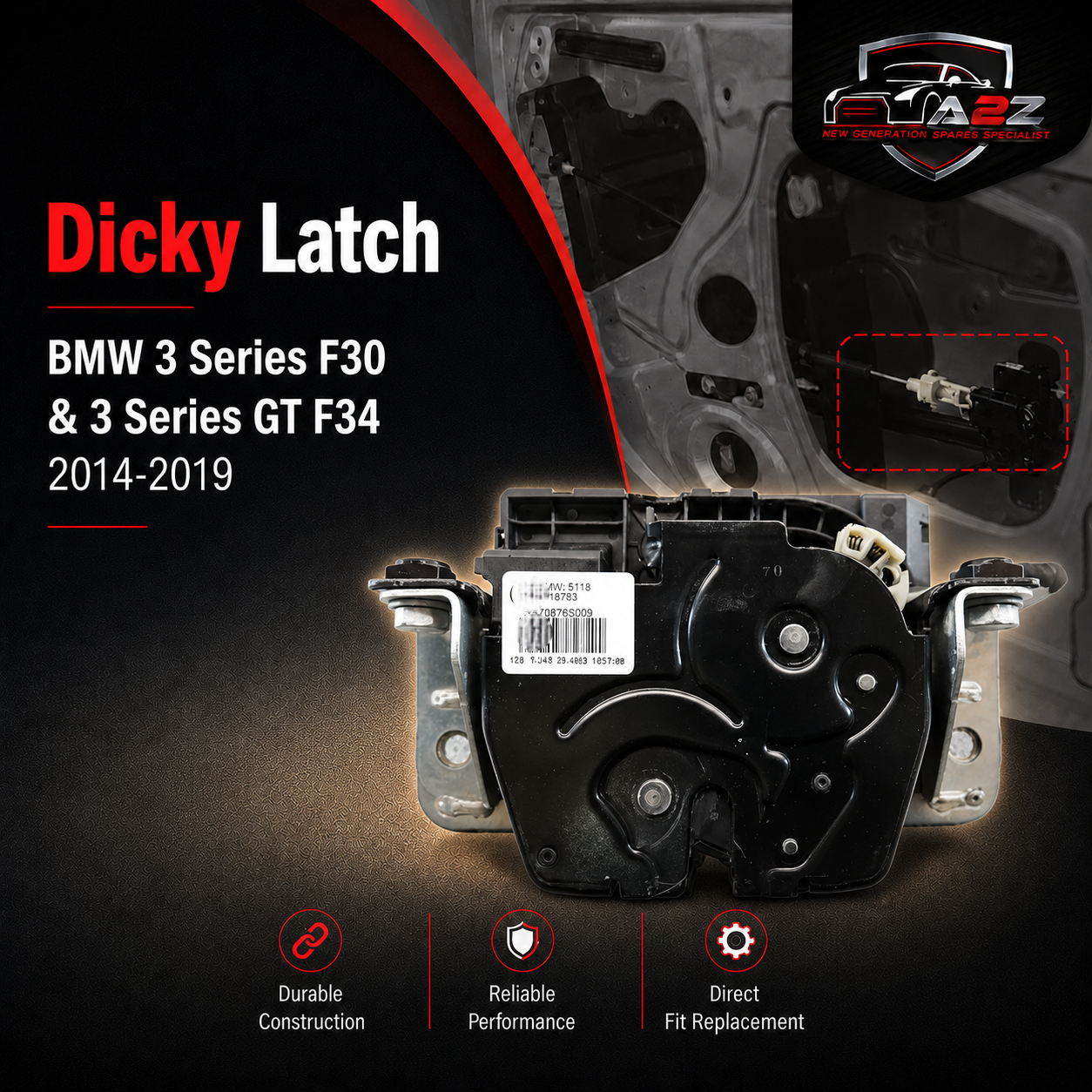 Dicky Latch 51247397630 Compatible With  BMW 3 Series F30 & 3 Series GT F34 2014-2019