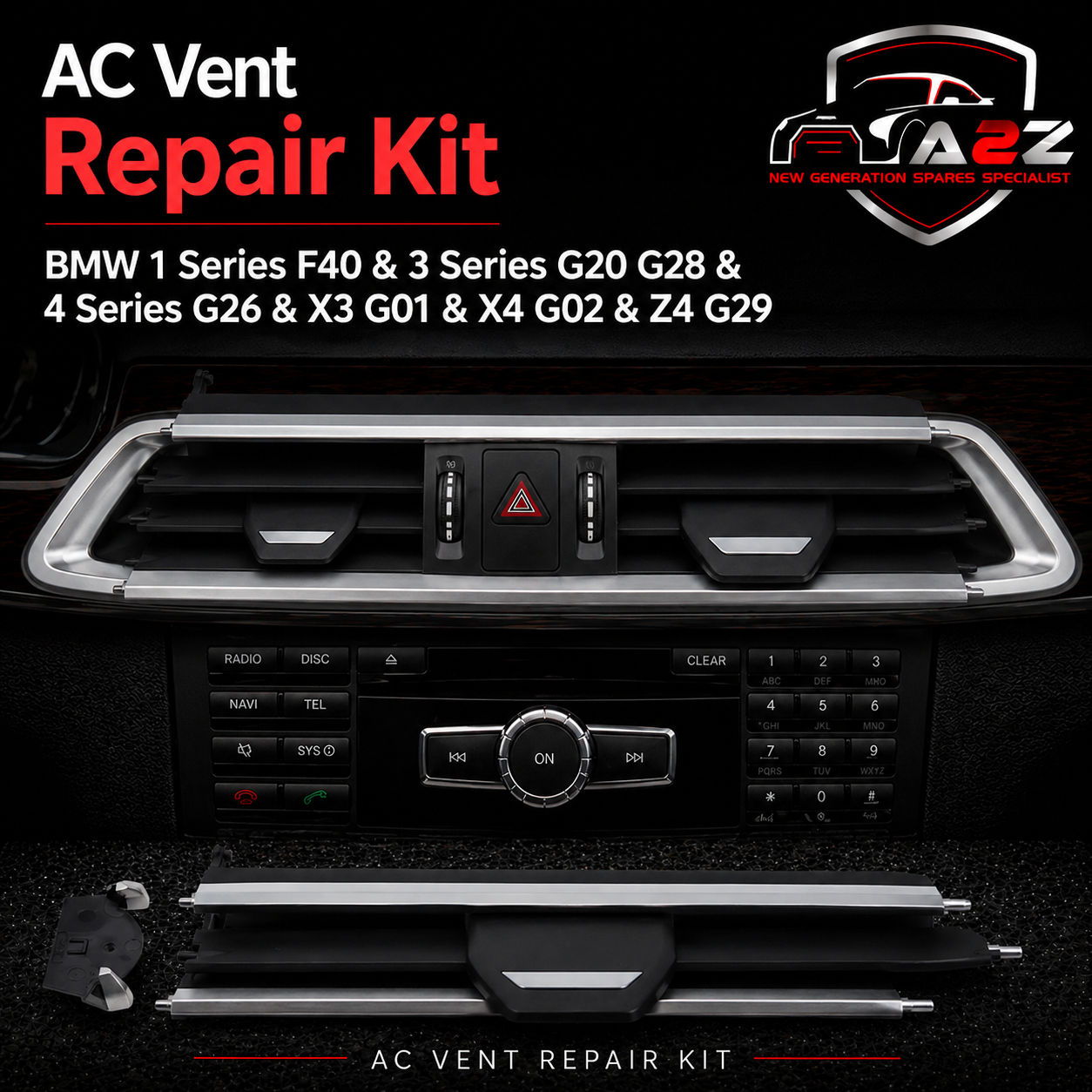 Center Right AC Conditioner Air Vent Grill Outlet Tab Clip Repair Kit 64119459488 Compatible With BMW 1 Series F40 & 3 Series G20 G28 & 4 Series G26 & X3 G01 & X4 G02 & Z4 G29 Tag-ACR-03