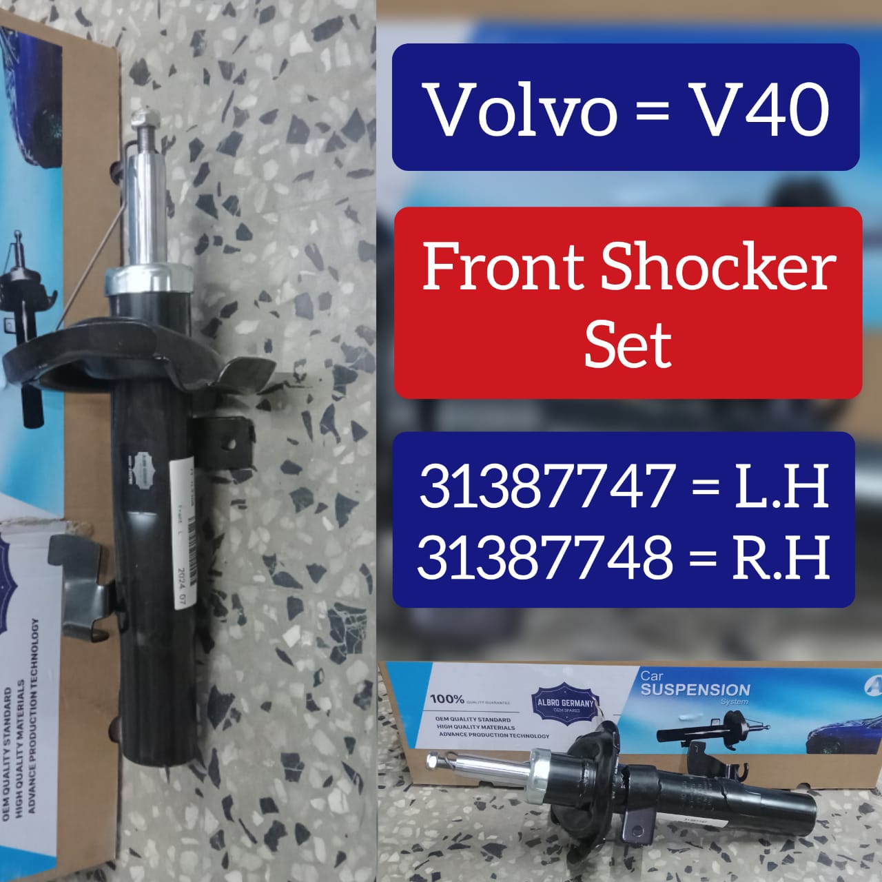 Front Shock Absorber Set Left 31387747 & Right 31387748 31317922 Compatible With VOLVO V40 Cross Country (526) (1PCS)