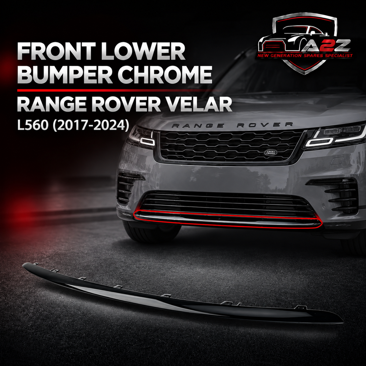 Front Lower Bumper Chrome LR095018 Compatible With Land Rover Range Rover Velar - L560 (2017-2024) Tag No.20