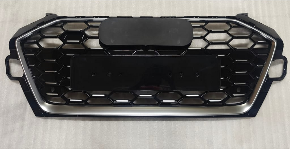 RS4 Black And Chrome Honeycomb Show Grill (For S Line Bumper) Compatible With Audi A4 B9 Facelift (2020-23) Tag No.33
