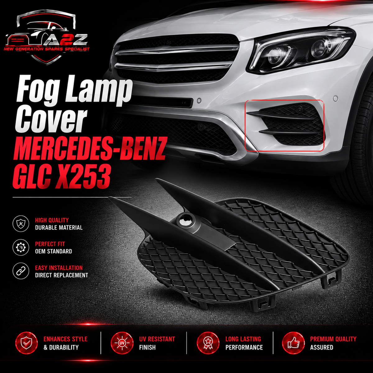 Fog Lamp Cover Left 2538853500 Right 2538853600 A2538853500 Compatible With MERCEDES-BENZ GLC (X253) Tag No.314