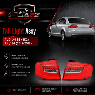 Tail Light Rear Lamp Compatible With AUDI A4 B8 (8K2) | A4 / S4 (2012-2018) Tail Light Rear Lamp Left 8K5945095A 8K5945095AC & Right 8K5945096A 8K5945096AC