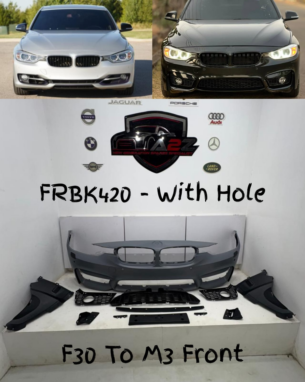 Front Bumper Body Kit Compatible with BMW 3 Series F30 (2012-2018) To M3 Upgrade FRBK420 | (Shipping Cost Not Included In Price)