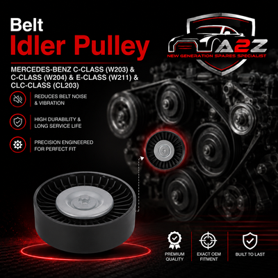 Belt Idler Pulley A2712060019 A2712000570 A2712000270 Compatible with MERCEDES-BENZ C-CLASS (W203) & C-CLASS (W204) & E-CLASS (W211) & CLC-CLASS (CL203) Tag no : 15