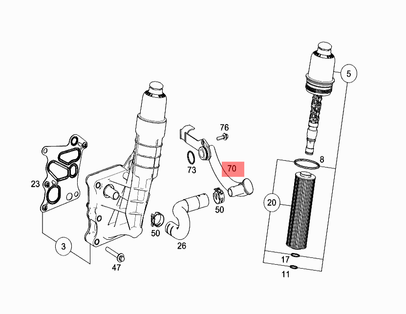 Water Hose Pipe 2712002352 Compatible With MERCEDES-BENZ C-CLASS W204 & E-CLASS W212 Tag-H-30