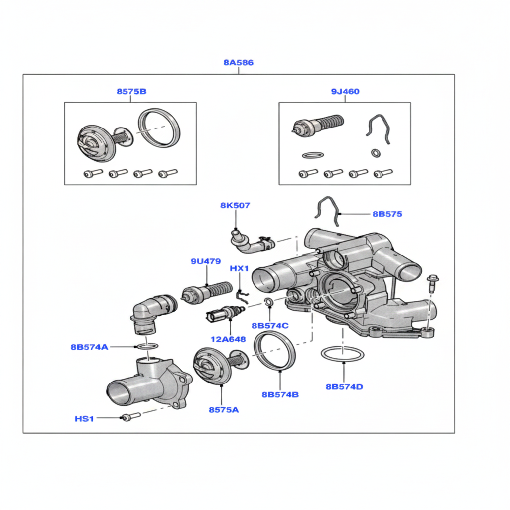 Elbow (Thermostat) LR004318 For RANGE ROVER SPORT I L320 Tag-E-118