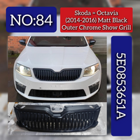 Matt Black Outer Chrome Show Grill 5E0853651A Compatible With Skoda Octavia (2014-2016) Tag No.84