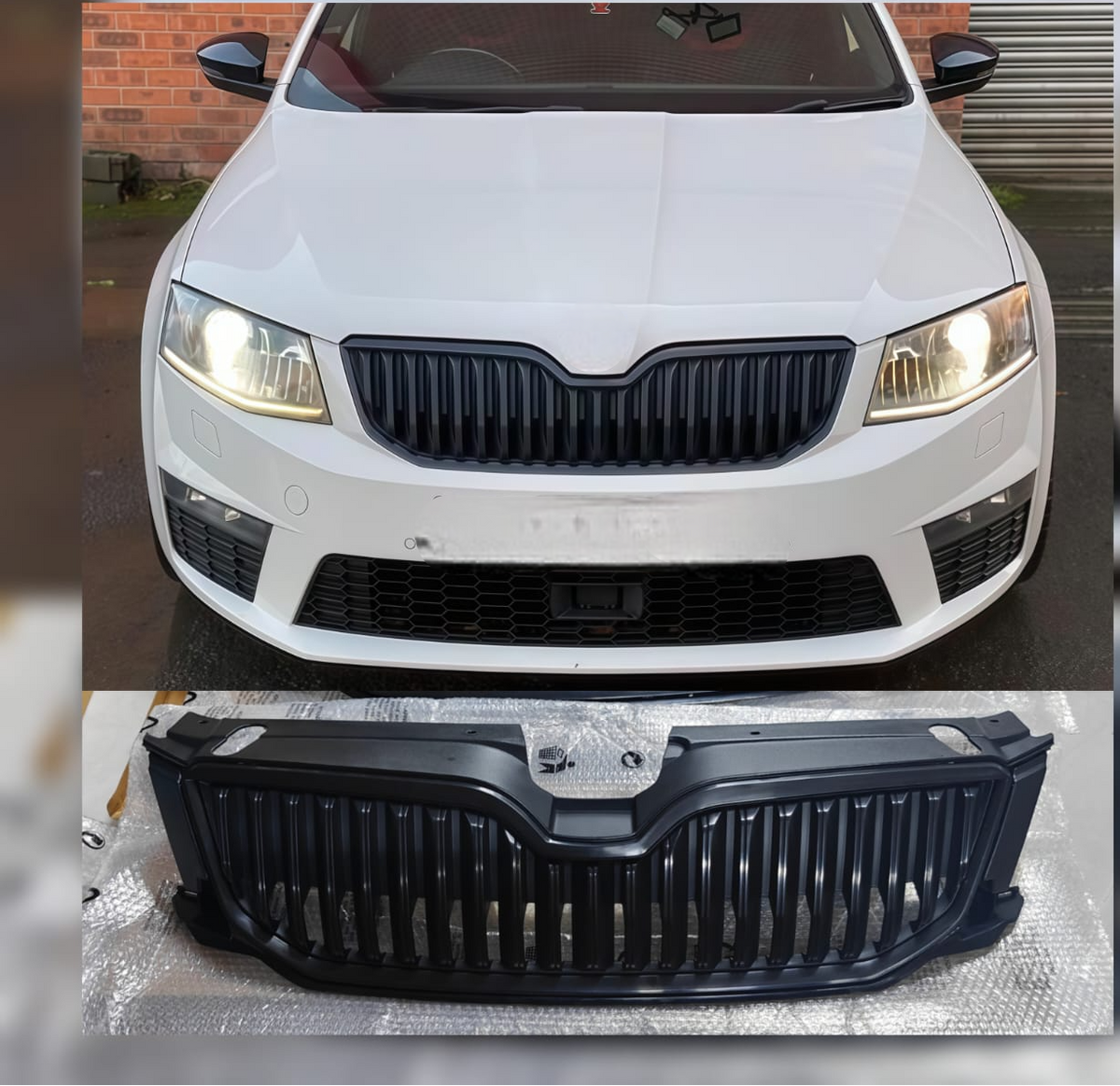 Matt Black Outer Chrome Show Grill 5E0853651A Compatible With Skoda Octavia (2014-2016) Tag No.84