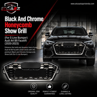 RS4 Black And Chrome Honeycomb Show Grill (For S Line Bumper) Compatible With Audi A4 B9 Facelift (2020-23) Tag No.33
