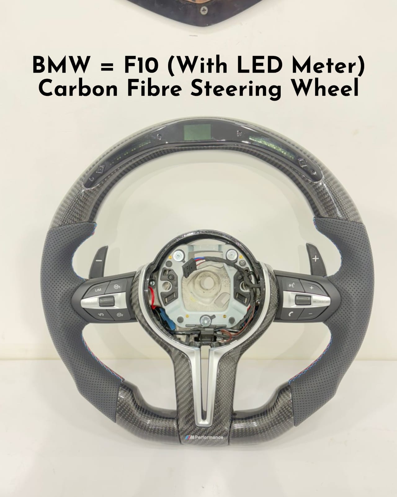 Carbon Fiber Steering Wheel (With LED Meter) Compatible With BMW F10