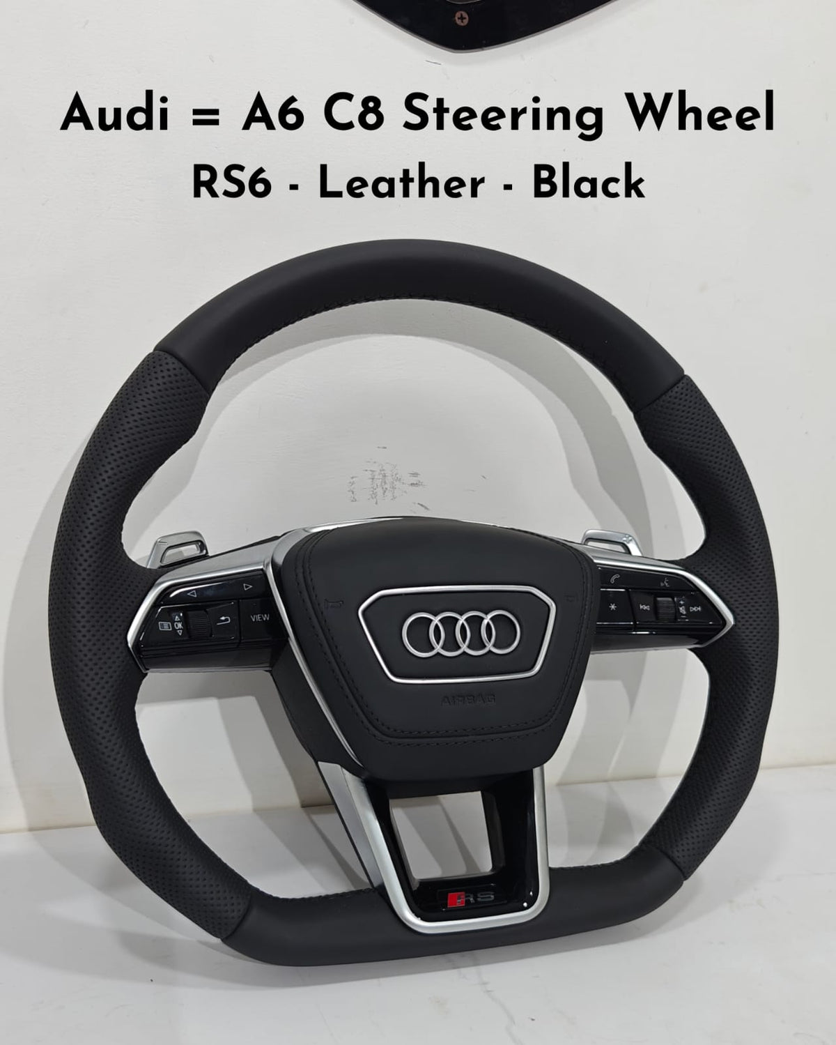 RS6 Leather Black Steering Wheel Compatible With Audi A6 C8
