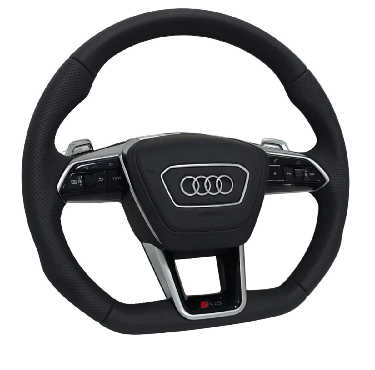 RS6 Leather Black Steering Wheel Compatible With Audi A6 C8
