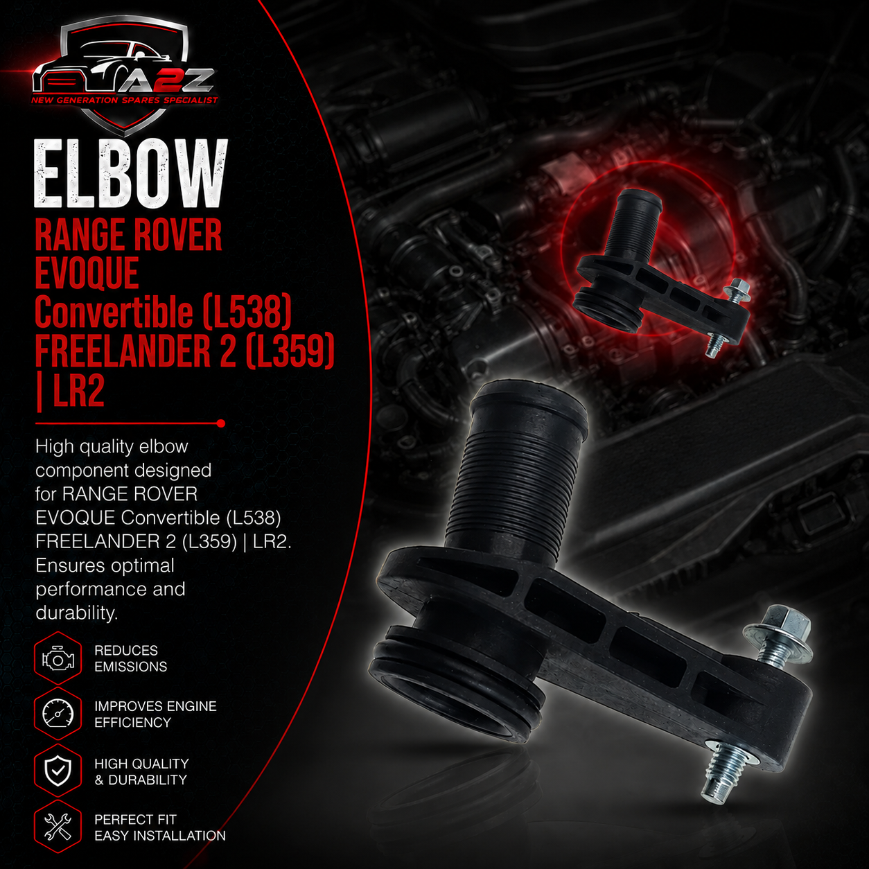 ELBOW LR006653 Compatible With RANGE ROVER EVOQUE Convertible (L538)  FREELANDER 2 (L359) | LR2 Tag No.158