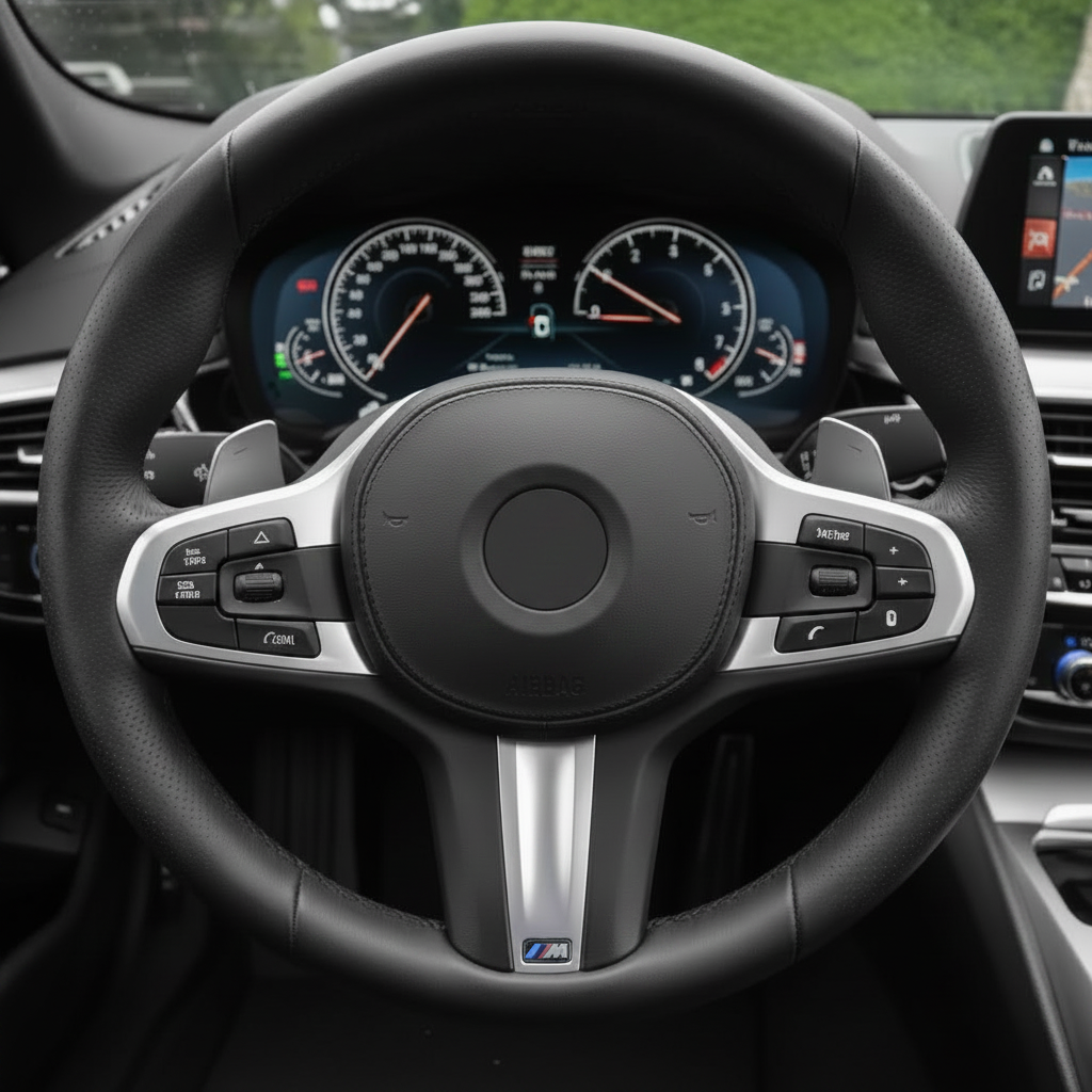 BMW Round Steering Wheel (Leather) Compatible With BMW G30