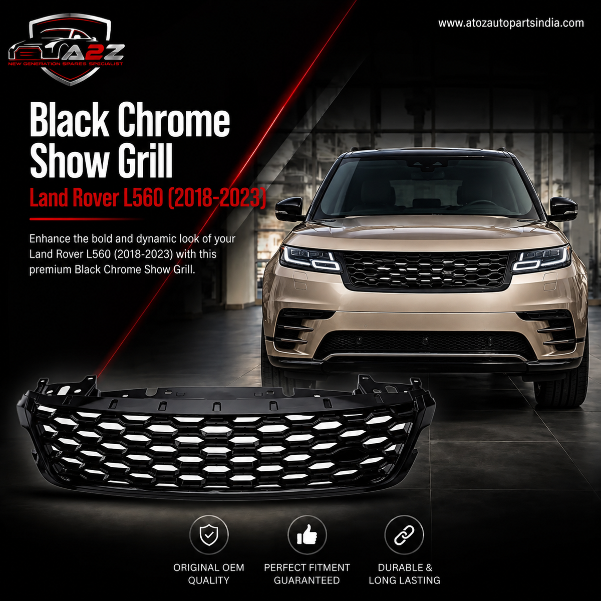 Black Chrome Show grill   Compatible With Land Rover L560 (2018-23)Tag 51