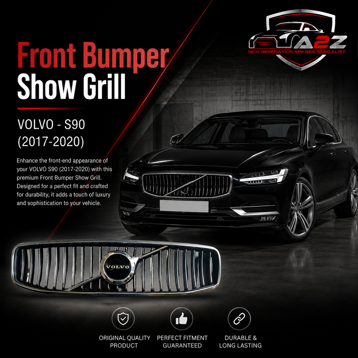 Front Bumper Show Grill 31425407 Compatible With VOLVO - S90 (2017-2020) Tag No.41