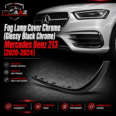 Fog Lamp Cover Chrome (Glossy Black Chrome) Left 2138859303 & Right 2138859403 Compatible With Mercedes Benz (213) (2020-2024) Tag No.353