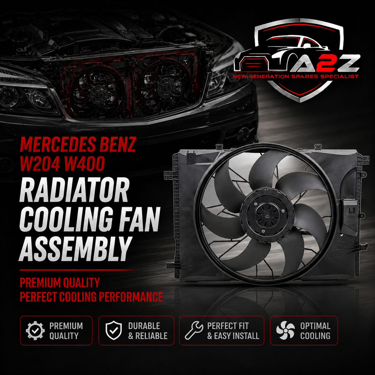 Radiator Cooling Fan Assembly 2045000393 Compatible With Mercedes Benz W204 W400