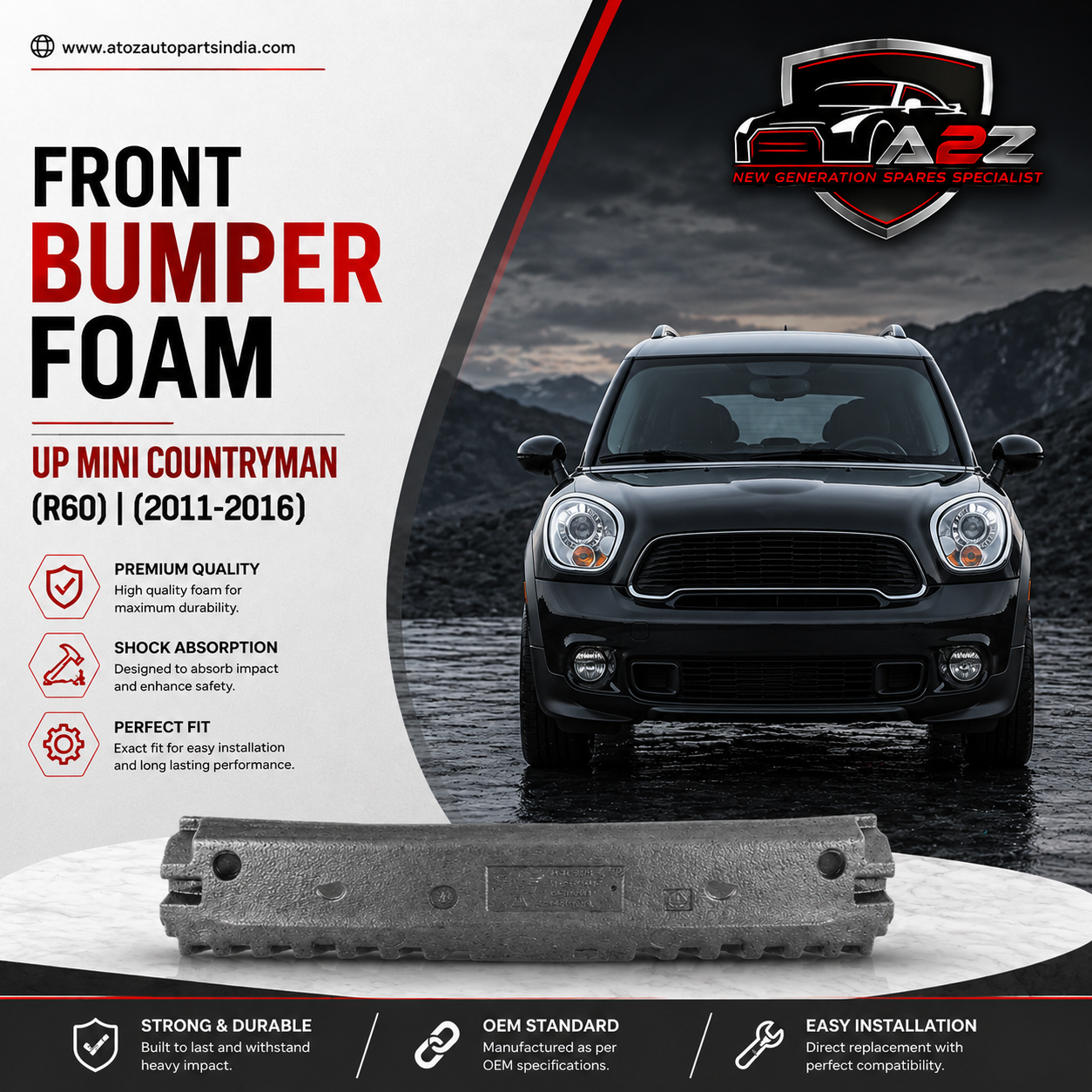 Front Bumper Foam Up 51119801602 Compatible With MINI COUNTRYMAN (R60) | (2011-16)